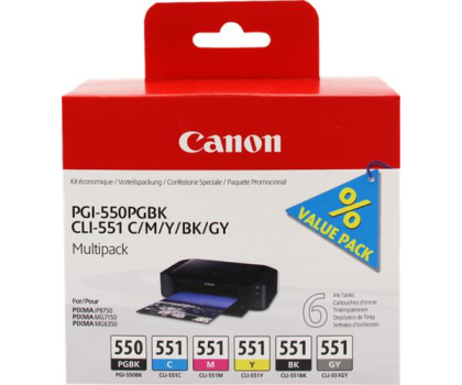 Tusz CANON Zestaw 6 tuszów CLI-551 CMYK + PGI-550PGBK
